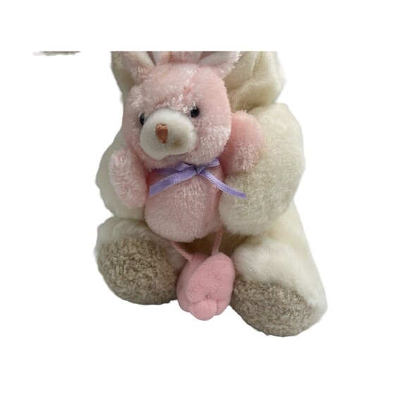VTG Chosun Momma & Baby Plush White Bunny Rabbit Holding Pink Baby Bunny Toy - Picture 6 of 14